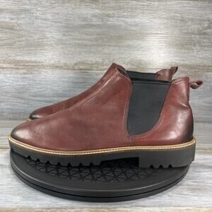 ECCO Women's Incise Tailored Red Leather Ankle Chelsea Boots Size 9